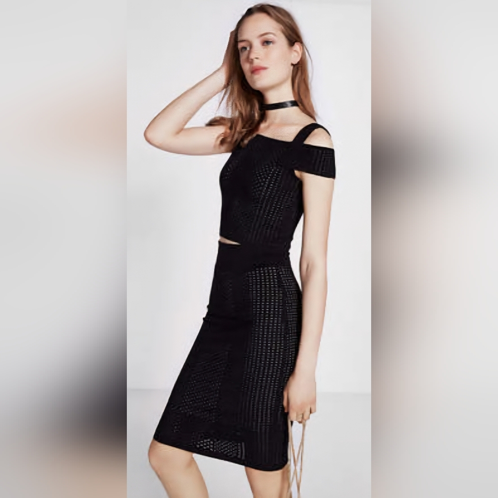 Express Black Knit Cold Shoulder with matching Pencil Skirt